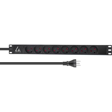 Regleta Lanview de 19", 1U, 13A, 8 tomas tipo K, cable de 2 m, enchufe K, LVR-2MDK-LIC-DK8