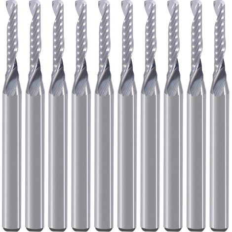 Fresa de extremo de cabezal de broca de ranura única en espiral de 1/8 de pulgada, diámetro de corte de 5/64 de pulgada, longitud de corte de 15/32 de pulgada, para acrílico, PVC, MDF y plástico (1/5)
