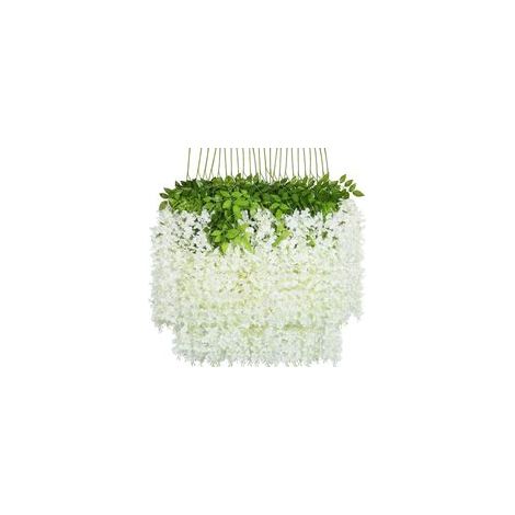 Fleurs de glycine artificielles – Guirlande végétale décorative pour plafond – Décoration de mariage – Osier synthétique – Soie – Blanc (1/5)