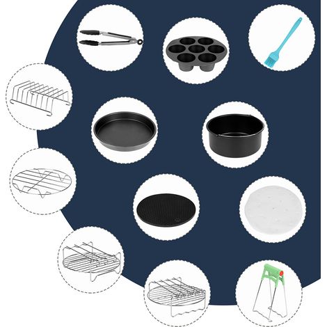 Wolketon Set d'accessoires pour friteuse à air chaud Friteuse à air chaud 12 pièces Moule à pâtisserie 7''