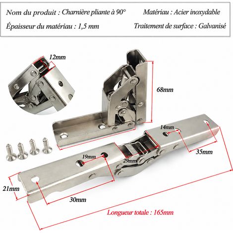 Charnière à bille 90 degrés pour meuble et table pliante 10 × 20 × 5 cm 500 g 2 pièces – Livraison gratuite