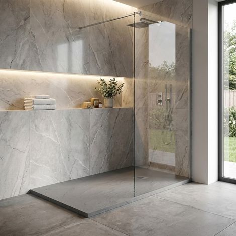Piatto doccia in resina colore cemento 70x140 cm con griglia e piletta – Showey
