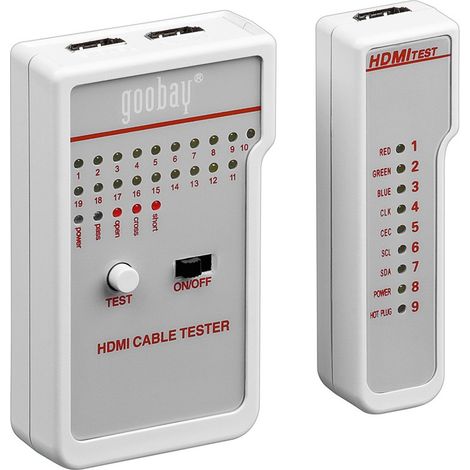 Goobay 31961 comprobador de cableado de voz/datos/vídeo (VDV, Voice/Data/Video) Comprobador de cables HDMI/miniHDMI Blanco Prueba de continuidad