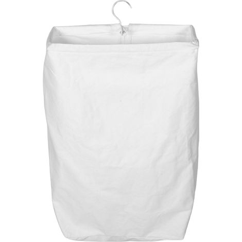 Panier à Linge Suspendu à Porte en Toile, Blanc, Grand (1/4)