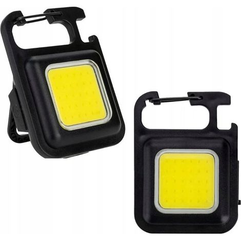 Taschenlampe mit LED-Mini-USB-Anschluss, wiederaufladbarer Akku und Flaschenöffner, schwarz