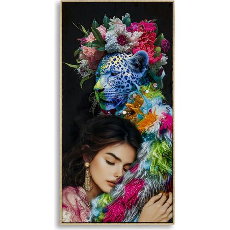 Gemälde auf lackierter Moira-Leinwand mit Rahmen -B- cm 52x4x102 (1/5)
