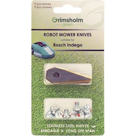 Kit de 9 lames pour robots tondeuse Bosch Indego – Coupe précise – Adaptées pour terrains en pente – Compatible Indego 800/1000/1300 - F016800321 (1/2)