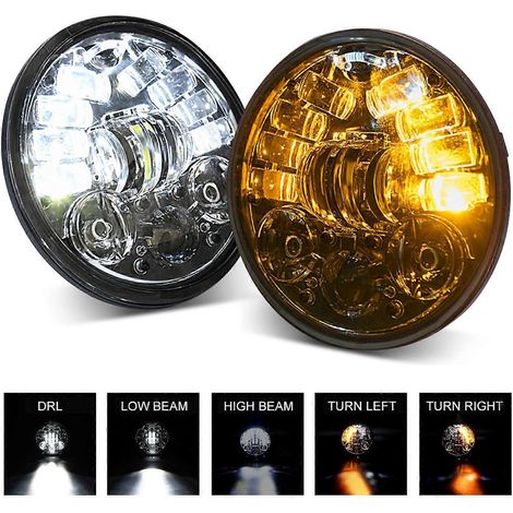 5-3/4 5,75 Zoll LED-Motorradscheinwerfer mit Tagfahrlicht/Blinker/Abblendlicht/Fernlicht, IP67 wasserdicht