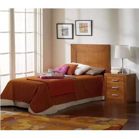 Conjunto de cabecero y mesita de noche en madera maciza color cerezo. (1/4)