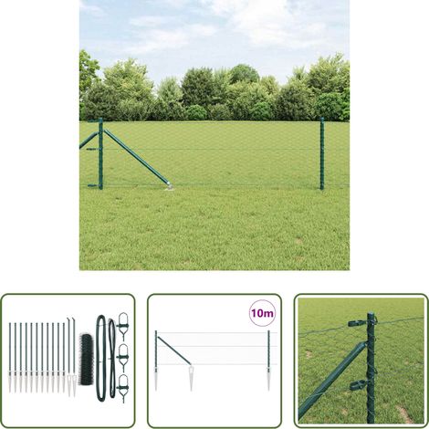 vidaXL Sécurité extérieure - Poteau de clôture. Vert 25 x 0,8 m (maillage de 36 mm) (1/5)