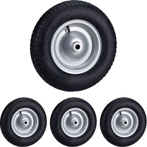 Roue de brouette caoutchouc 200 kg, lot de 4, roue de rechange, caoutchouc essieu 4.80 4.00-8, noir