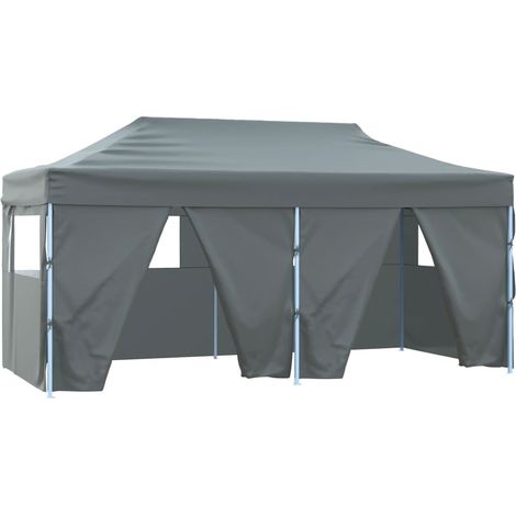 Tente de réception pliable avec 4 parois 3x6 m Acier Anthracite