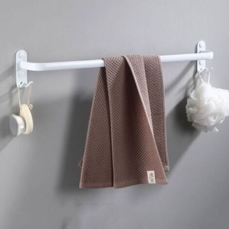 Porte-Serviettes Mural Barres Porte-Serviettes Multicouche avec Crochets Espace Aluminium Porte Serviette pour Salle de Bain, Cuisine d'hôtel, Style Contemporain - 50 cm, Blanc, 1 Couche (1/5)