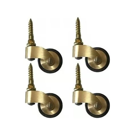 LYERCW - Roulettes pour meubles en laiton massif, roue de 25 mm, charge maximale 150 kg, axe fileté, idéales pour pieds de piano, canapés, tables, lot de 4 (1/5)
