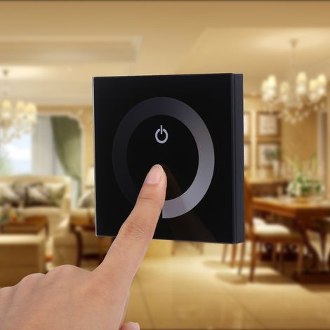 Einfarbiger Touchpanel-Dimmer-Wandschalter-Controller für LED-Lichtleiste (12–24 V DC), Schwarz (1/4)