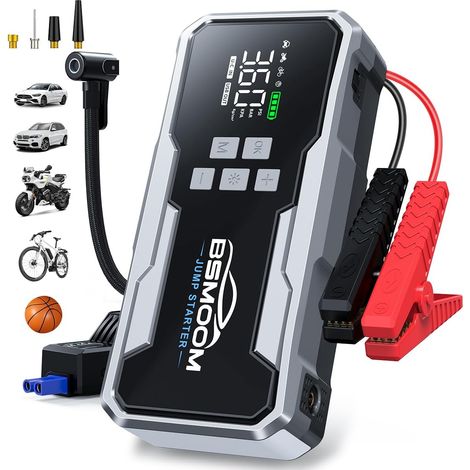 Booster Batterie Voiture 7000A, 160PSI Gonfleur Pneus, 12V Démarreur Voiture, (Jusqu'à All Gaz ou 10.0L Diesel) Booster Batterie Moto avec 400 Lumière LED 3 Modes,Grand Écran. (1/5)