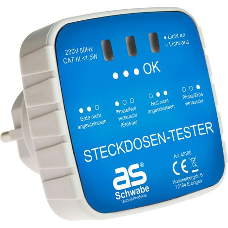 Prüfstecker für Steckdosen mit Kontrollleuchten 230V 16A (1/3)