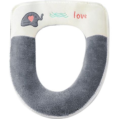 Couverture De Siège De Toilette - Coton Tricoté Élastique - Pour Salle De Bain Ronde Et Rectangulaire - Lot De 1 (1/5)