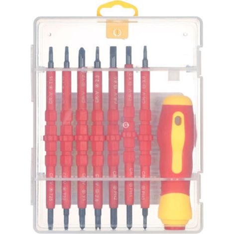 Electrician Screwdriver 7 in 1 Interchangeable Insulated Screwdriver Set, 500V, with Magnetic Phillips and Slotted Bits, Electrician Repair Tool Kit (1/5)
