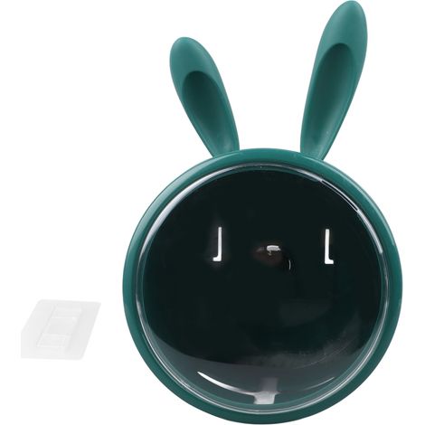 Porte-Rouleaux de Toilette avec Oreilles de Lapin Cute, Design Plastique Transparent Monté Mur Adhésif Sans Perçage, Boîte de Rangement pour Salle de Bain et Cuisine - Vert (1/5)
