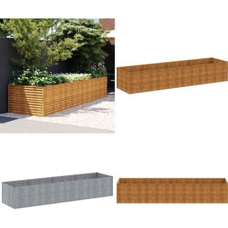Lit surélevé de jardin 386x100x69 cm acier corten - Jardin - Pot de fleurs (1/5)