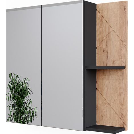 Armoire de toilette Irma, Anthracite/chêne doré, 80x75cm, Vicco (1/5)