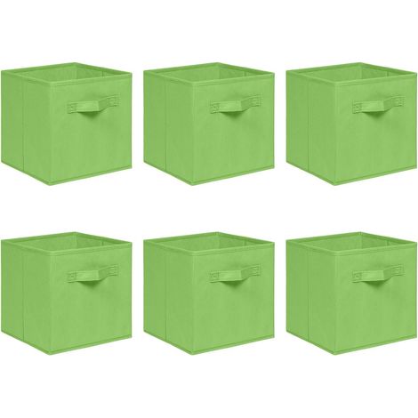 Foldable Storage Boxes,Non-Woven Fabric Storage Box Set,Storage Drawers for Cube Storage Unit,26.5x26.5x28 cm (Green, Set of 6)