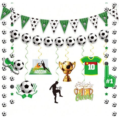 Lot de 3 Bannière de Football, Paper Drapeaux Triangulaires,Bannière de Joyeux Anniversaire pour Accessoires de Fête à Thème de Foot pour Coupe du Monde Football FansClubs Sportifs Décor (1/5)