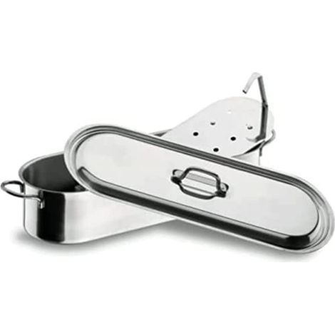 Lacor Pesciera con Griglia, Acciaio Inossidabile, Argento, 50 cm
