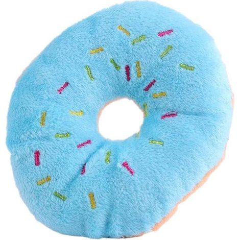 1 jouet en peluche bleue en forme de donut pour animal de compagnie, joli jouet couineur en forme de donut pour animal de compagnie, jouet couineur à la myrtille, jouet en peluche pour chien (1/5)