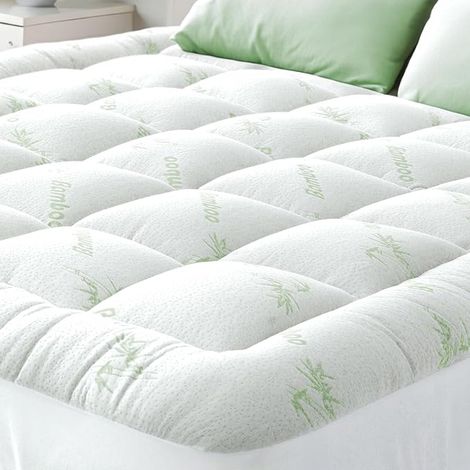 Bamboo Mattress Topper 140 x 190 cm, Breathable, Cooling on Double Mattress 140x190 with Deep Pockets for Mattress 20-50 cm (1/5)