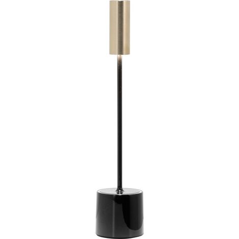 Zafferano - Lampe de table tactile LED rechargeable Carolina à intensité variable - Noir brillant et laiton brossé