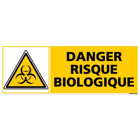 Panneau DANGER RISQUE BIOLOGIQUE (C0378) - Adhésif - 210 x 75 mm