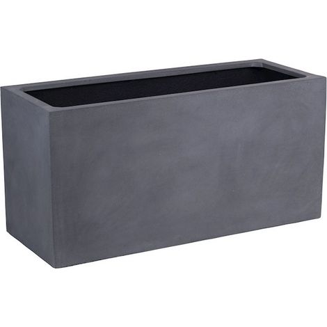 Jardinière Haute Rectangulaire Indiana en Fiberstone Gris - Bac à Fleurs Séparateur d'Espace - PANGIVO
