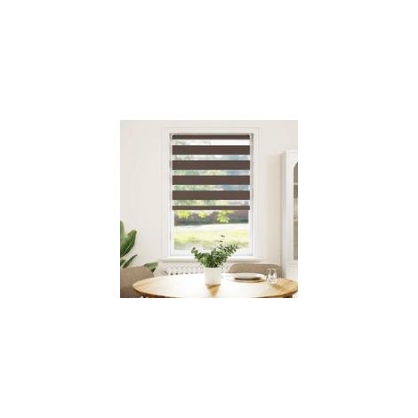Store enrouleur zébré 50,9 x 100 cm, largeur du tissu 46,7 cm, marron café - Crezuo (1/4)