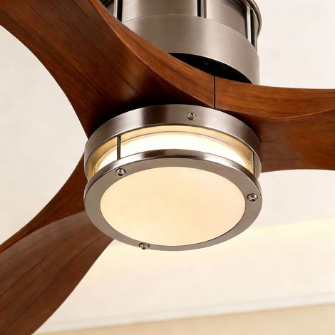 Ventilateur de Plafond avec Lumière Bois Vintage – Design Américain Rétro pour Salon, Chambre et Salle à Manger – Double Fonction Ventilation et Éclairage Doux pour un Confort Toute l'Année (1/2)