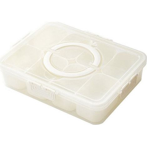 Boîte à goûter avec couvercle et poignée - boîte à lunch - boîte à goûter compartimentée - Boîte de rangement transparente pour goûter - Boîte de rangement pratique - Blanche - PPWit (1/5)