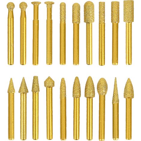 20-teiliges Set, gelöteter Diamant-Schleifkopf, Gusseisen, runder Griff, Schleifkopf, Gravurgrat