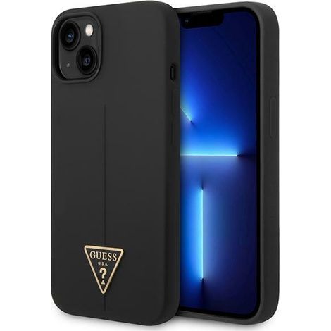 Funda rígida Guess GUHCP14MSLTGK para iPhone 14 Plus / 15 Plus de 6,7 pulgadas, color negro/negro, de silicona triangular. (1/5)