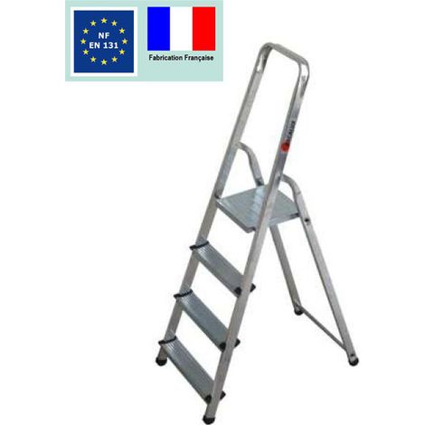 Escalux – Escabeau aluminium 4 marches – Hauteur de travail 2,77 m – Charge maximale 150 kg – Antidérapant et léger