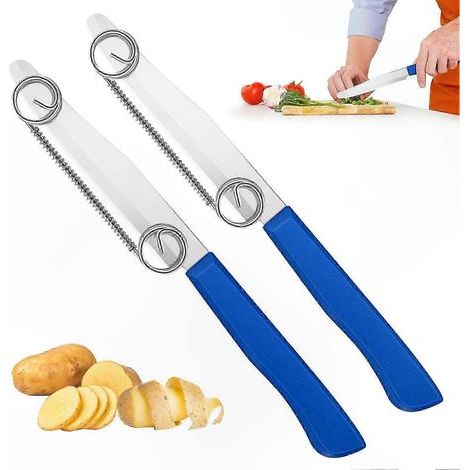 Éplucheur multifonctionnel 3 en 1 avec ressort, lot de 2 lames pour découper les fruits et préparer rapidement (1/5)
