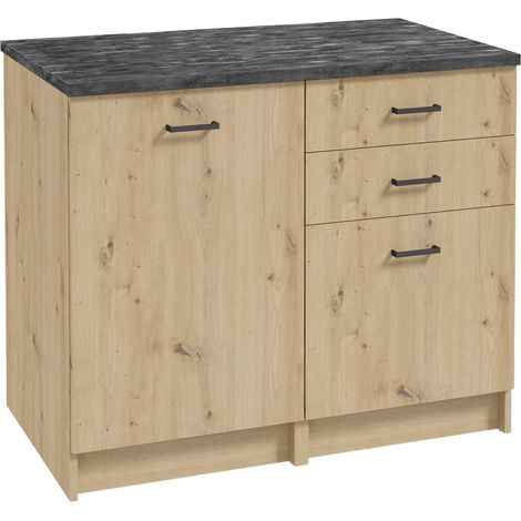 STAMAR  Küchenschrank Set - 100 x 60 cm - Eiche Artisan - Modernes Design - Praktisch und Elegant
