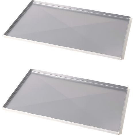 2x Teglia da Forno Rettangolare 65x45xH2 con diagonali in Alluminio Diamantata Anti-Deformazione Professionale Made in Italy Bordi Dritti Ideale per Pizza Pasticceria e Focaccia