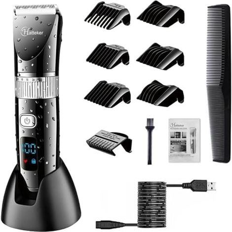 Tondeuse Cheveux Barbe Professionnelle Electrique avec Ecran LCD Sans Fil USB Rechargeable Imperméable - (1/5)