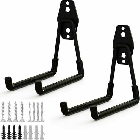 ganci portaoggetti in acciaio per garage, ganci portaoggetti per attrezzi da garage con rivestimento antiscivolo, supporto resistente per appendere scale/biciclette/attrezzi da giardino/corde (M)