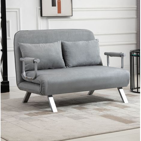Canapé convertible 2 places aus Polyester Hellgrau, verstellbare Rückenlehne, 111x80x78 cm (1/5)