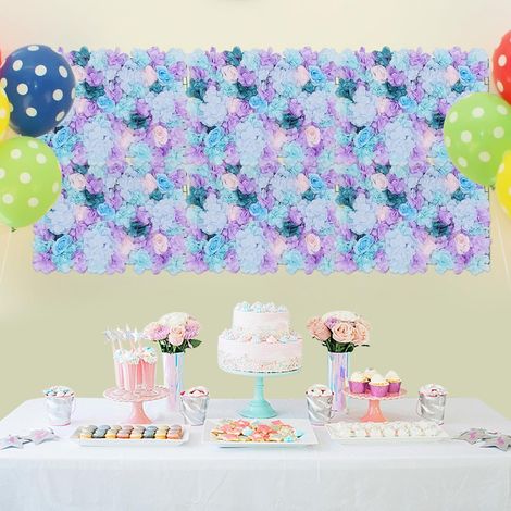 6Pcs Flower Wall Panel 60  40cm Autumn Orchid，Purple, Orchid Hydrangea, Rose, Artificial Flower Faux Floral Background Wall Backdrop (1/5)