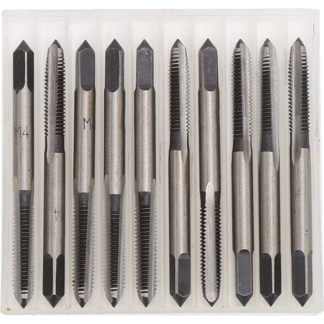 10 pièces taraud métrique, acier au carbone M4, rainure droite, pour filetage femelle sur bois, plastique, aluminium (1/5)