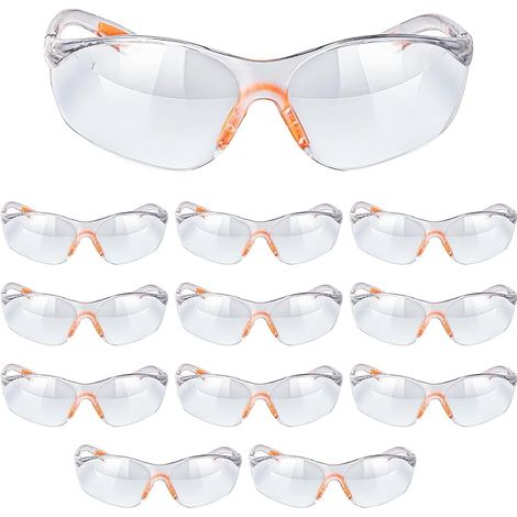 Lunettes de sécurité pour le travail (lot de 12) - Lunettes de protection pour adultes - Lunettes de sécurité anti-buée pour le travail, le squash et les armes à air comprimé
