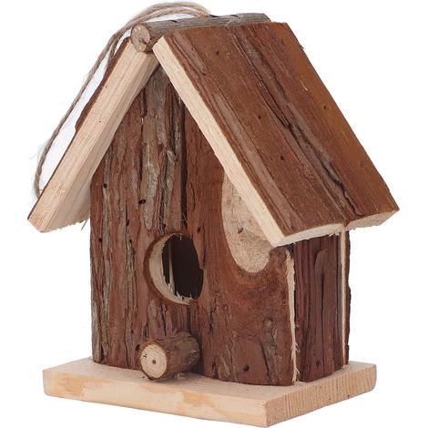 Nichoir suspendu en bois de sapin style rétro, idéal pour décorer jardin, porche, maison ou bureau. (1/5)